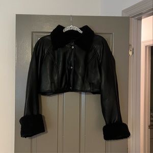 I AM GIA CROPPED LEATHER HOODIE